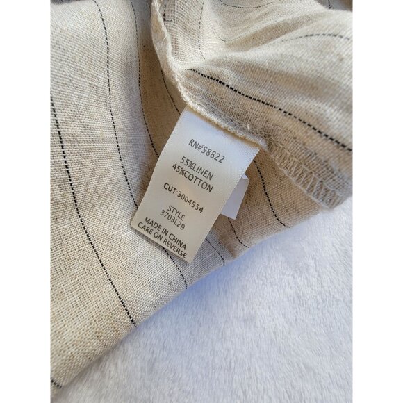 Max Studio Womens Striped Linen-Blend Open Front Jacket Large Ivory New $118 - Picture 4 of 9